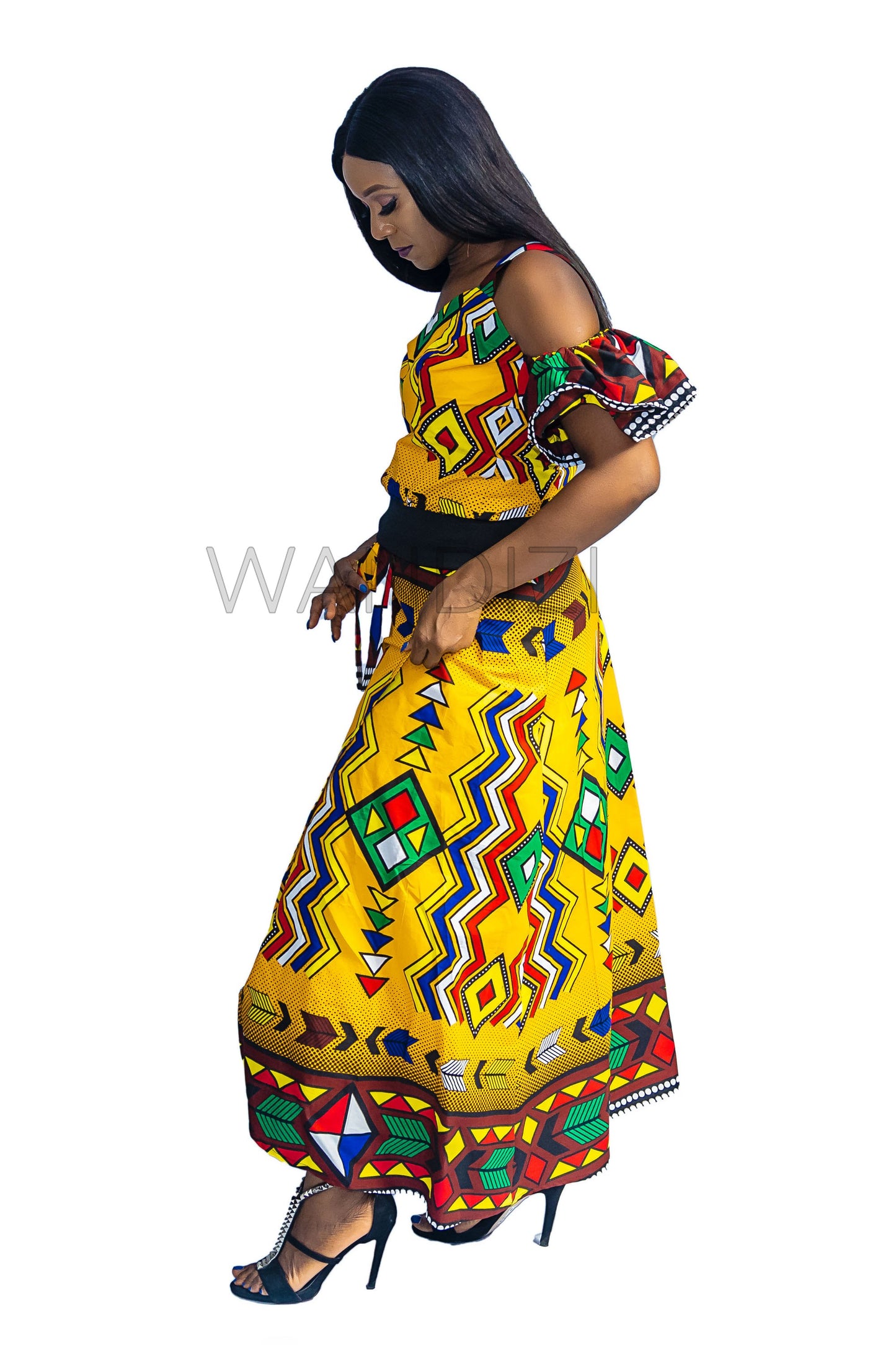 African Print Crop Top & Wrap Around Skirt, Ankara 2piece Skirt Set, African Clothing for Women