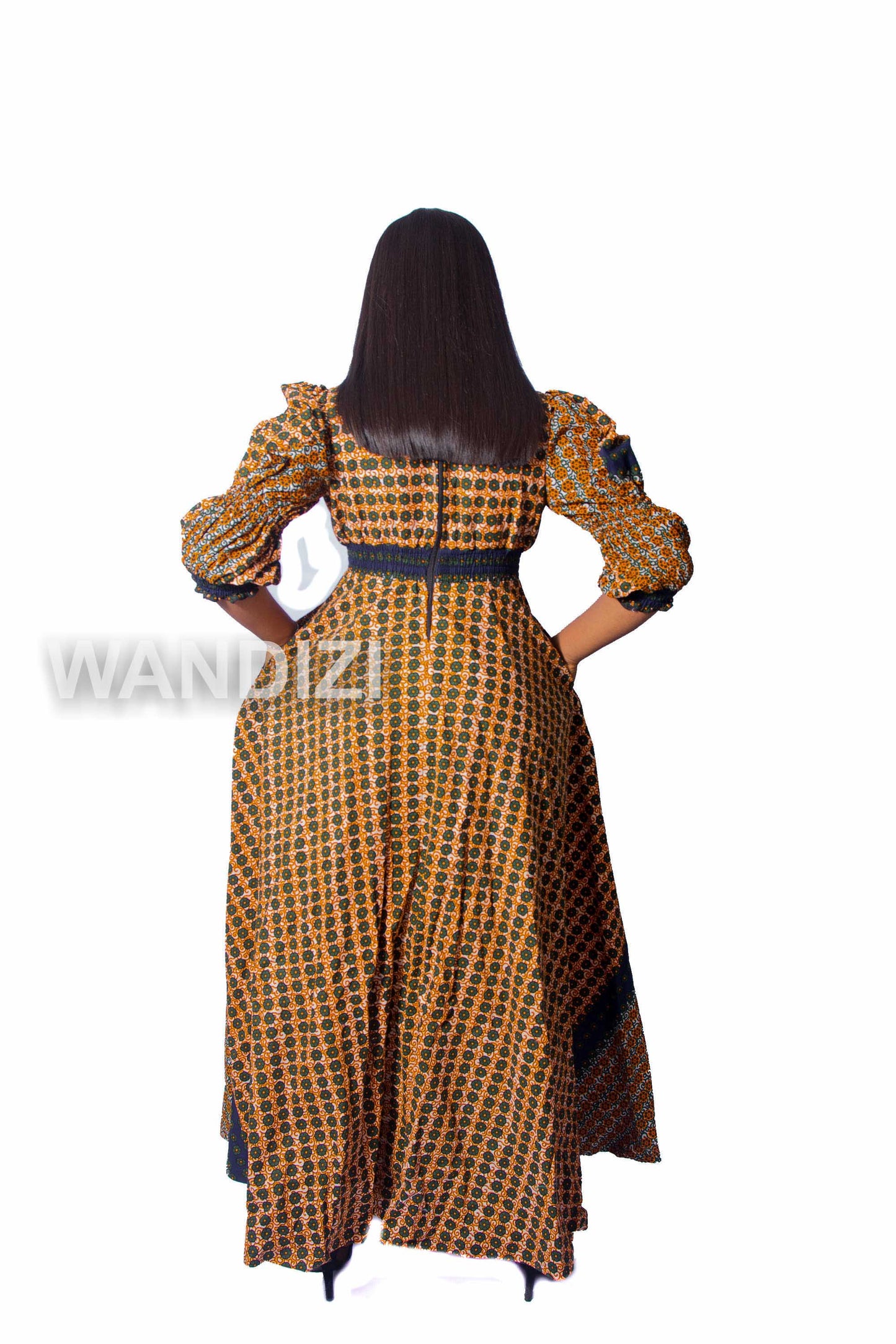 African Print Deep V-neck Maxi Dress, Ankara Long Dress, African Clothing for Women