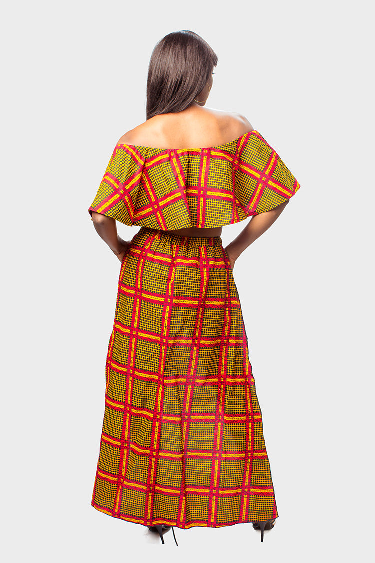 African Print Ankara Off the Shoulder Crop Top and Matching Cape Pencil Pants