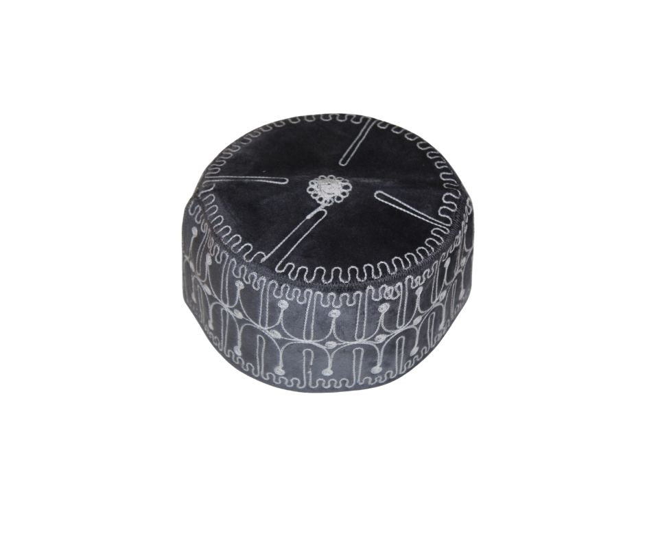 African Kufi Cap, Hausa Cap, Mallam Cap, African Mens Hat, Africa Kufi Hat, African Cap (US, Alpha, Small, Grey)