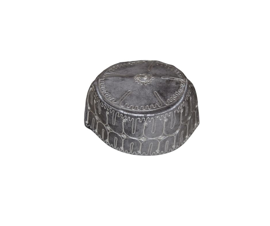 African Kufi Cap, Hausa Cap, Mallam Cap, African Mens Hat, Africa Kufi Hat, African Cap (US, Alpha, Small, Grey)