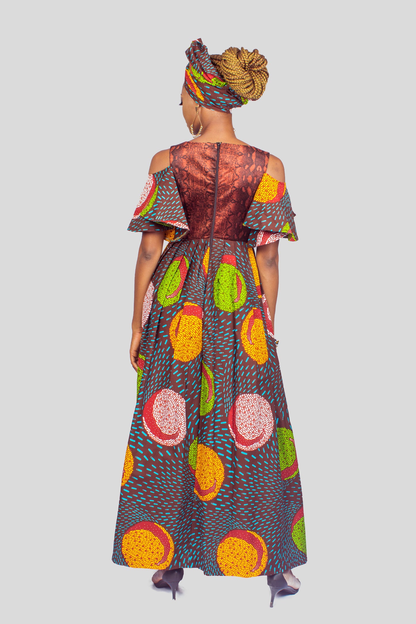 African Print Cold Shoulder Dress, Ankara Dress, Womens Clothing, African Womens Clothing