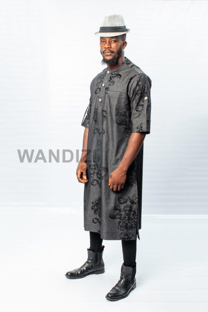 Patterned Black Jean Tunic, Mens Tunic, Mens Shirt, Mens Top
