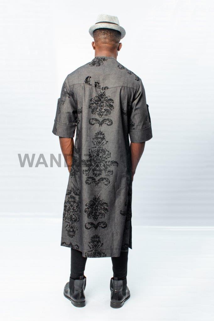 Patterned Black Jean Tunic, Mens Tunic, Mens Shirt, Mens Top