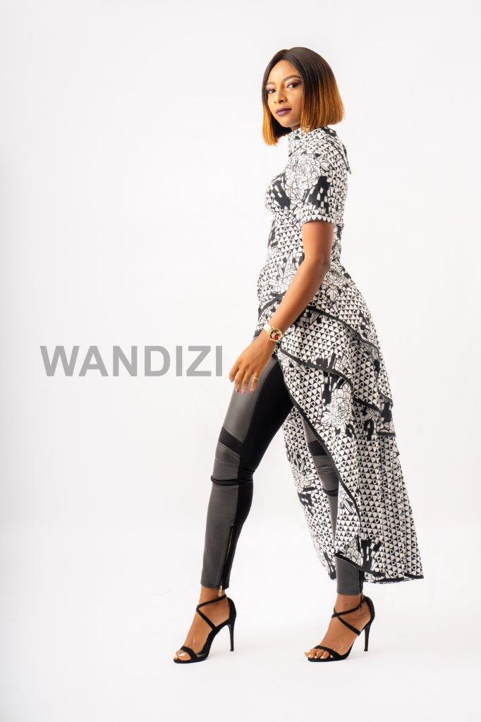 Black and White Asymmetrical Peplum Top, High Neck Irregular Layered Peplum Top