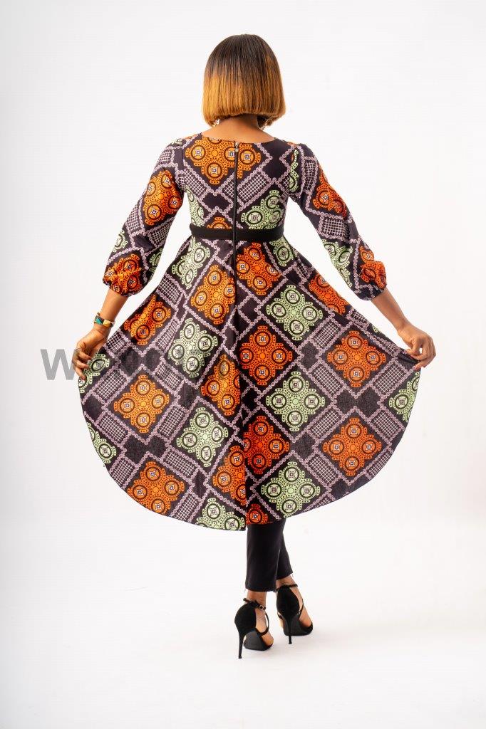 Multicoloured Asymmetrical Peplum Top, V-Neck Peplum Top, High Low Peplum Top