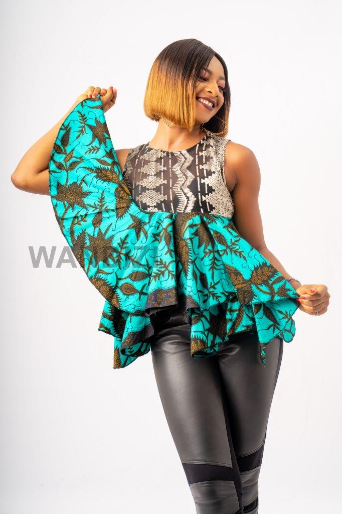 Lace and African Print Hankerchief Sexy Top, Ankara Top, African Print Top