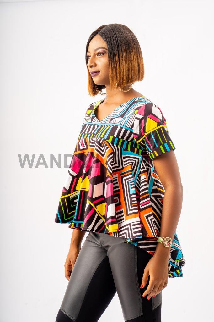 Kaleidoscope African Print Top, Multicoloured Ankara Top, African Print Top