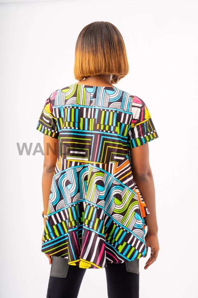 Kaleidoscope African Print Top, Multicoloured Ankara Top, African Print Top