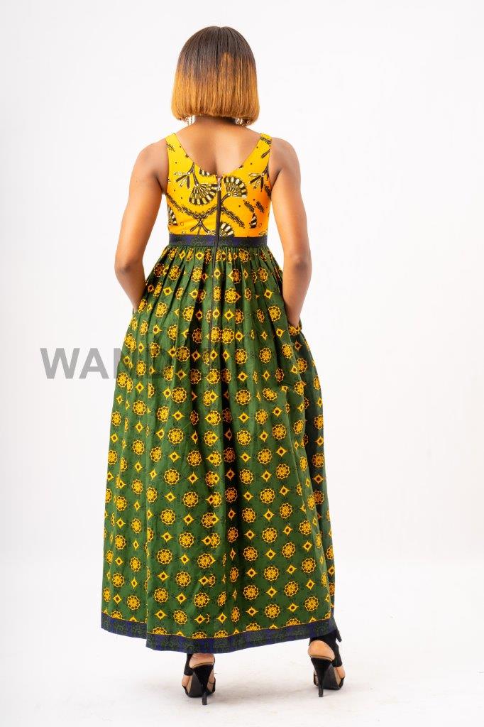 Vibrant African Print Long Sunny Dress, Ankara Long Dress, Gift For Her, African Clothing for Women