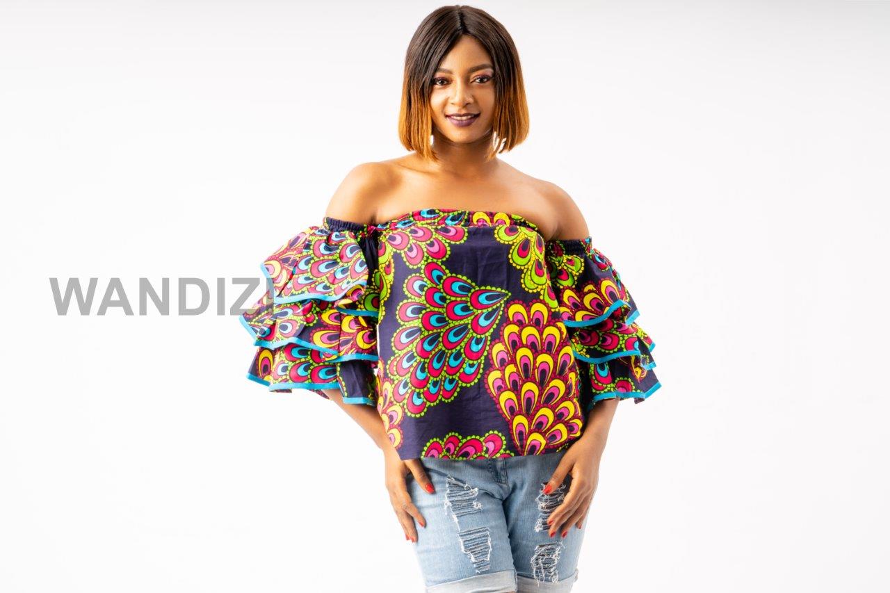 Colourful Off the shoulder Ankara Top , African Print Top, Ankara Top, Womens Clothing