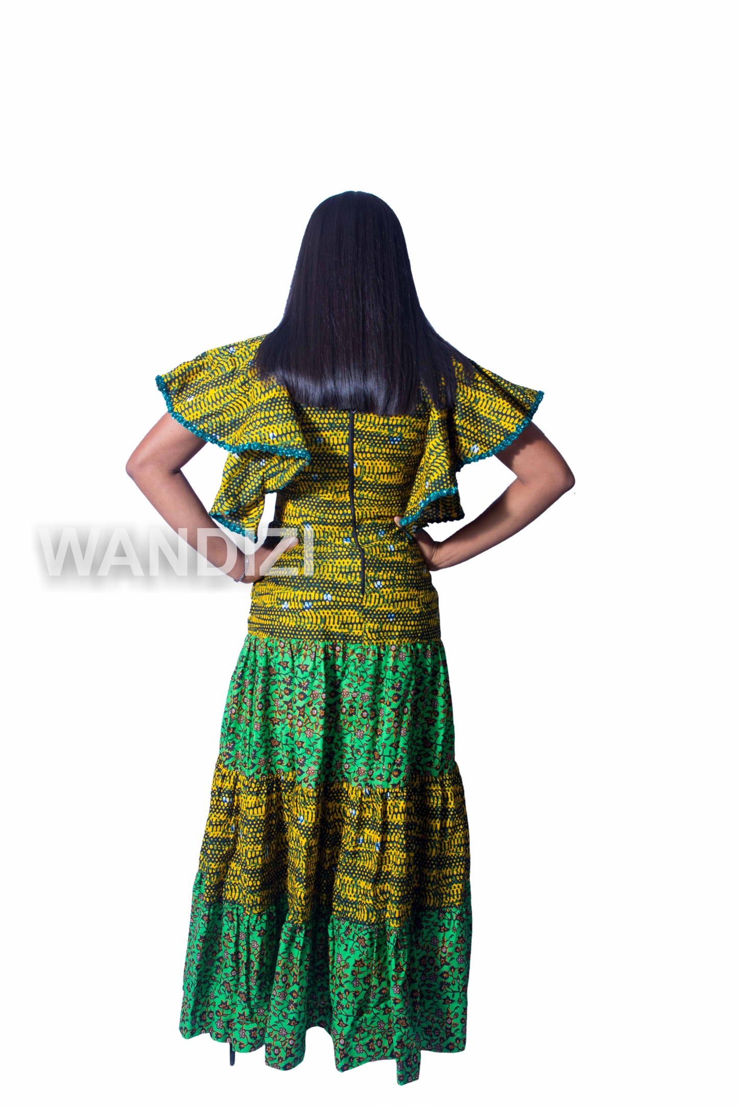 Ankara Maxi Dress with Butterfly sleeves, African Print Long Dress, Ankara Maxi Dress