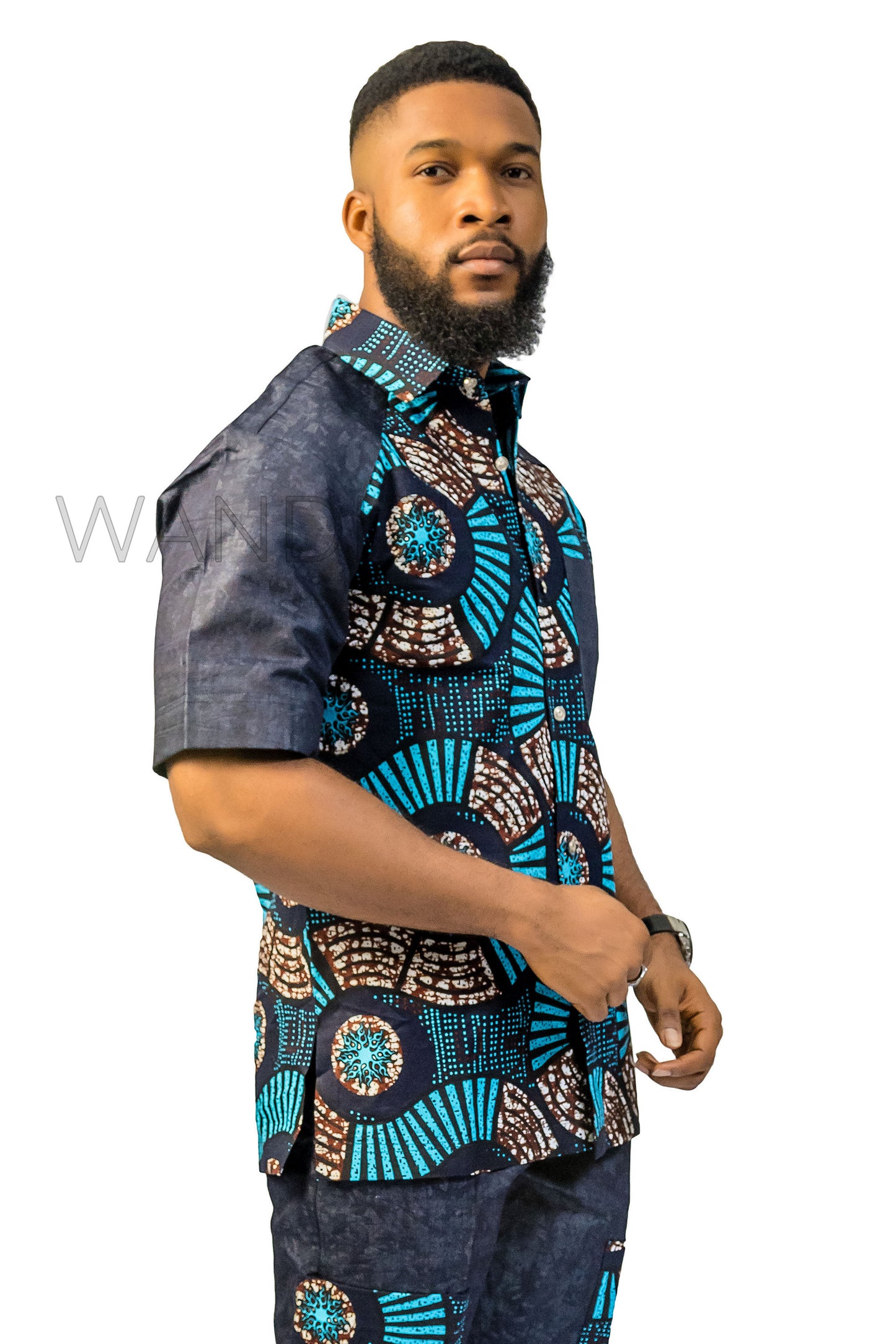 African Print Ankara Shirt with Jogger Jean Pants embellished with ankara