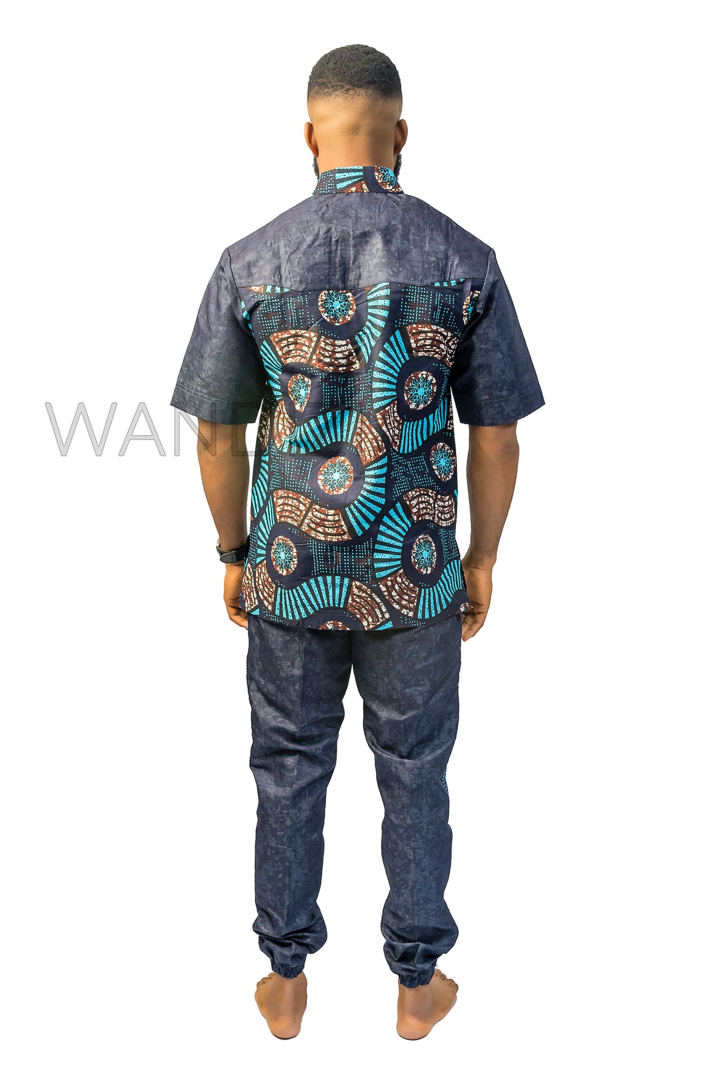 African Print Ankara Shirt with Jogger Jean Pants embellished with ankara
