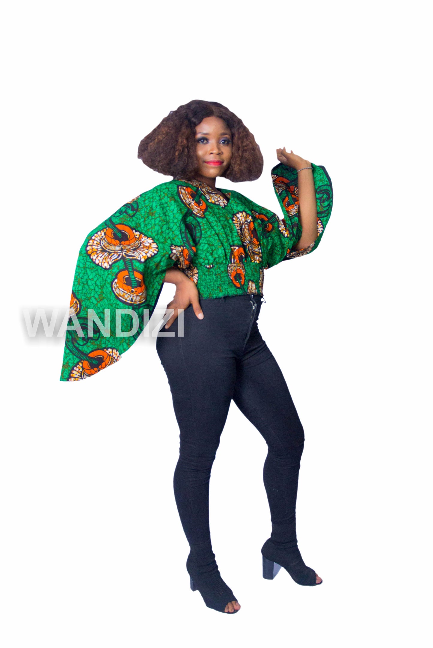 African Print Crop Top with butterfly sleeves, Ankara Top, African PrintTop