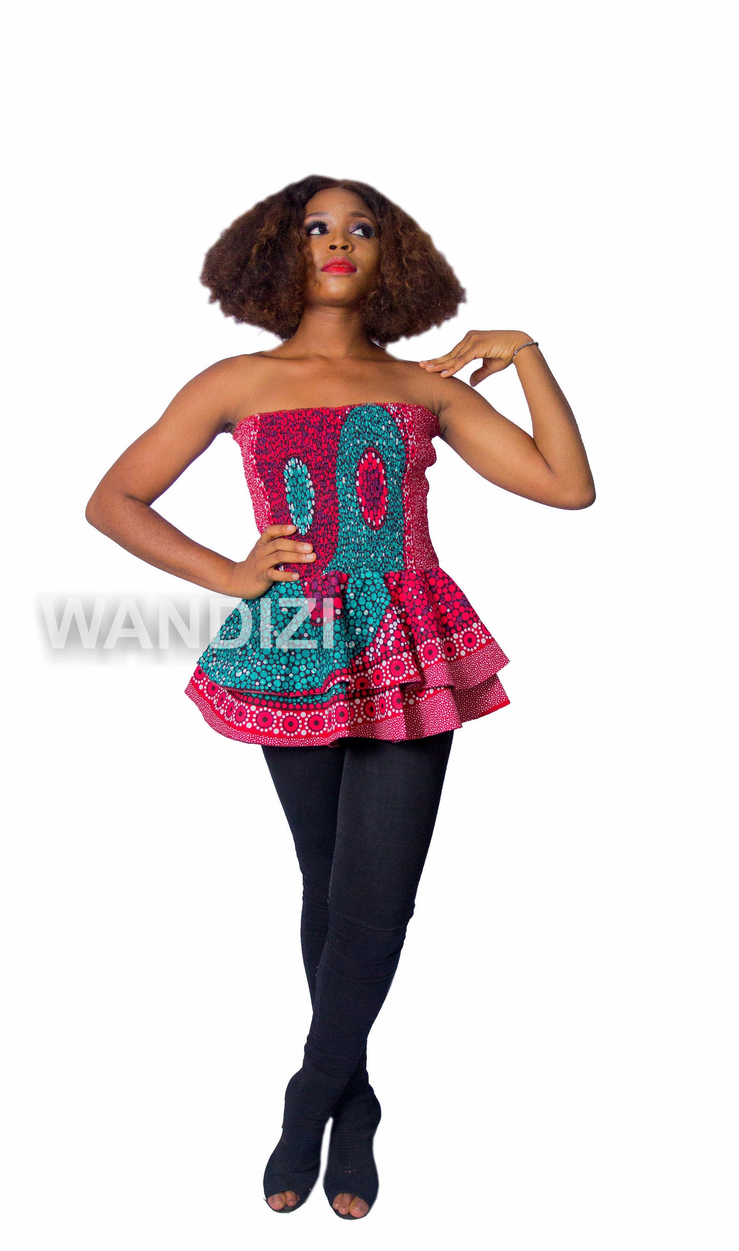 Smocked double layered Ankara peplum Top, Ankara Peplum Top, African print peplum top