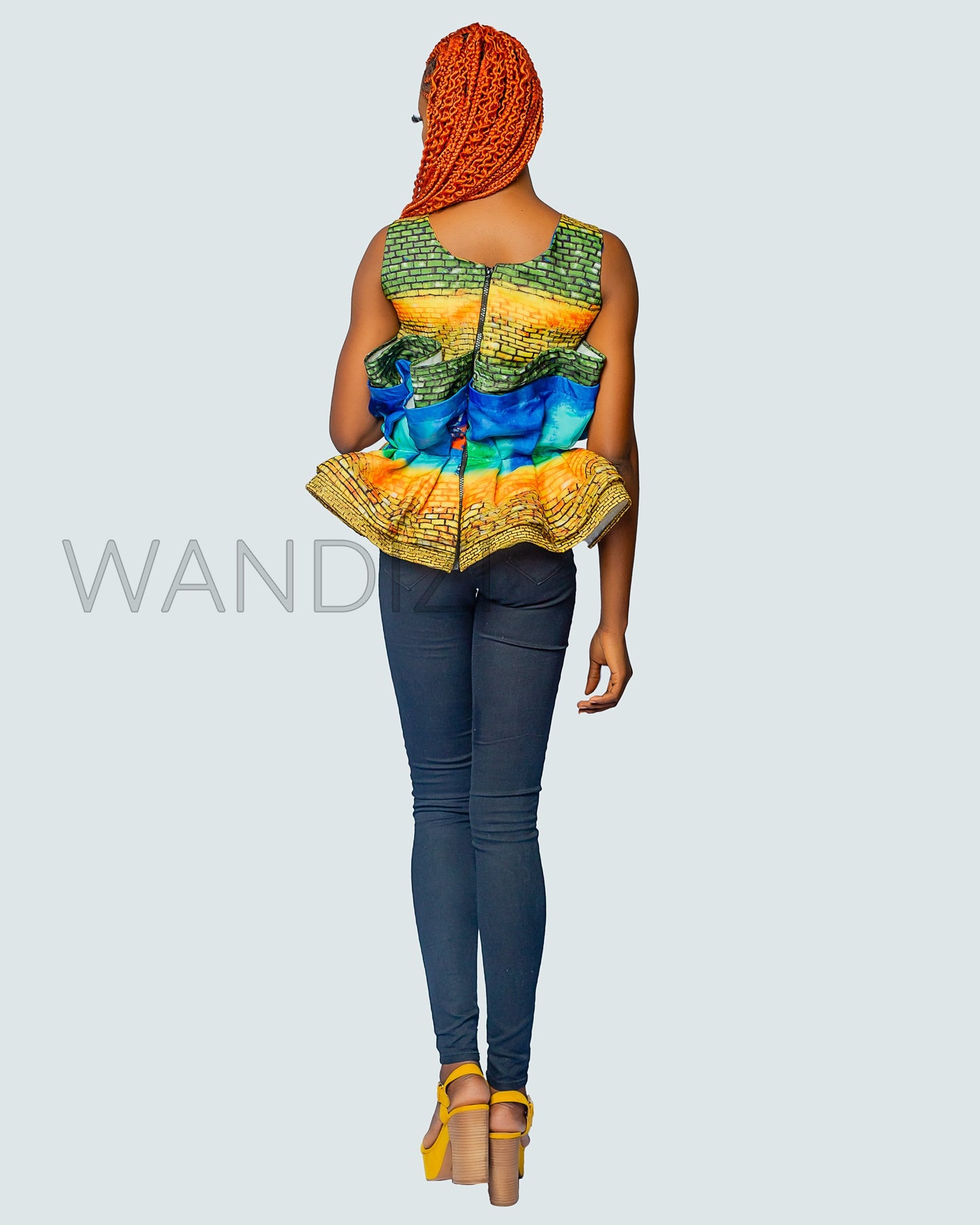 Organza Peplum Top, African Print Peplum Top, Wandizi Organza Top, African Womens Clothing