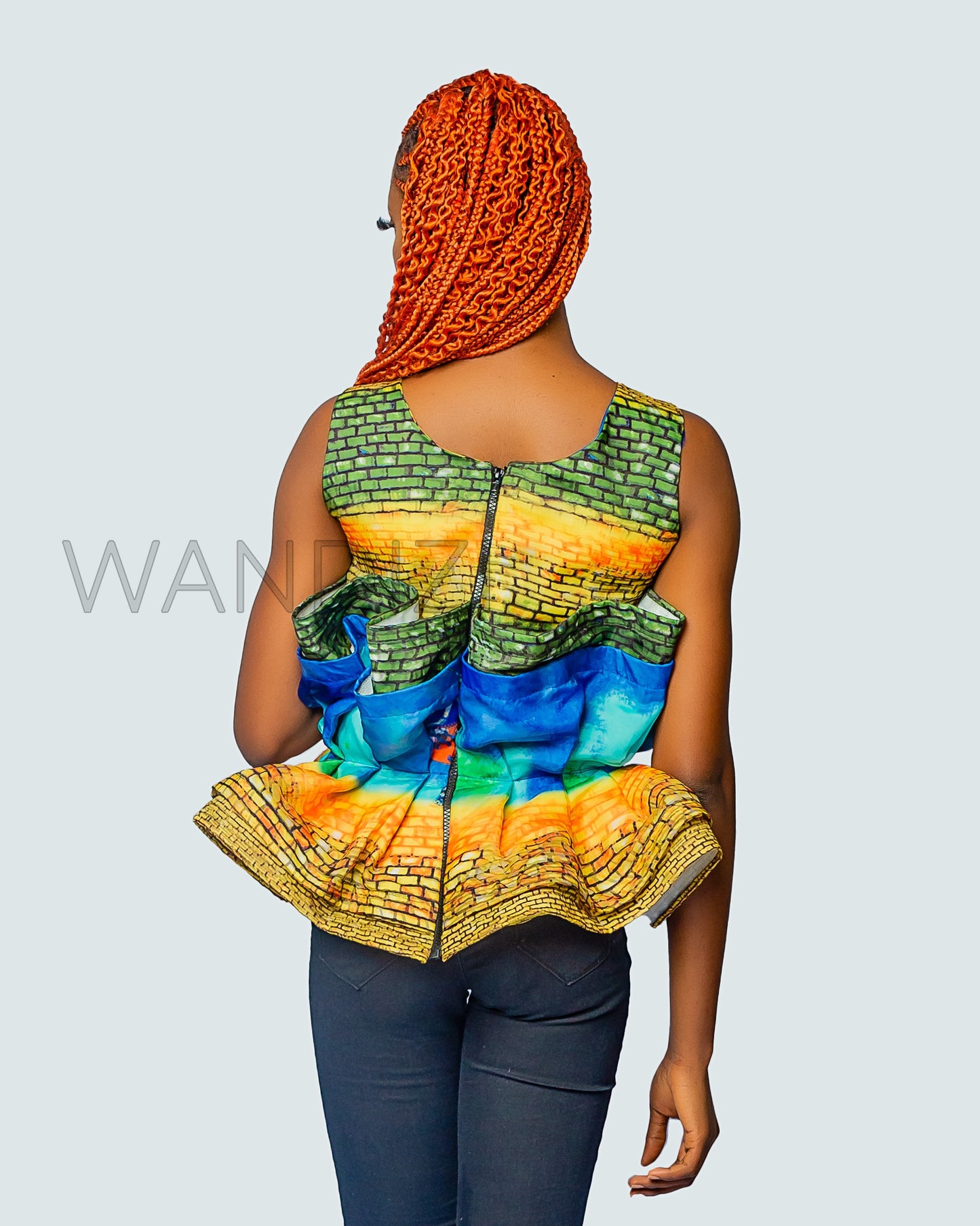 Organza Peplum Top, African Print Peplum Top, Wandizi Organza Top, African Womens Clothing