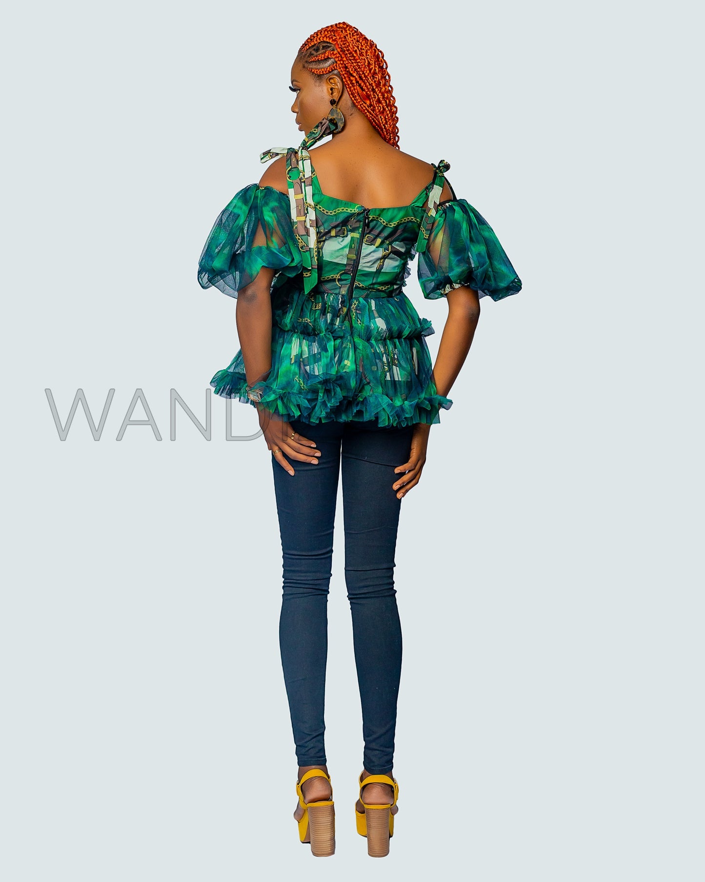 Lace and African Print Handkerchief Sexy Top, Net Top, African Print Top