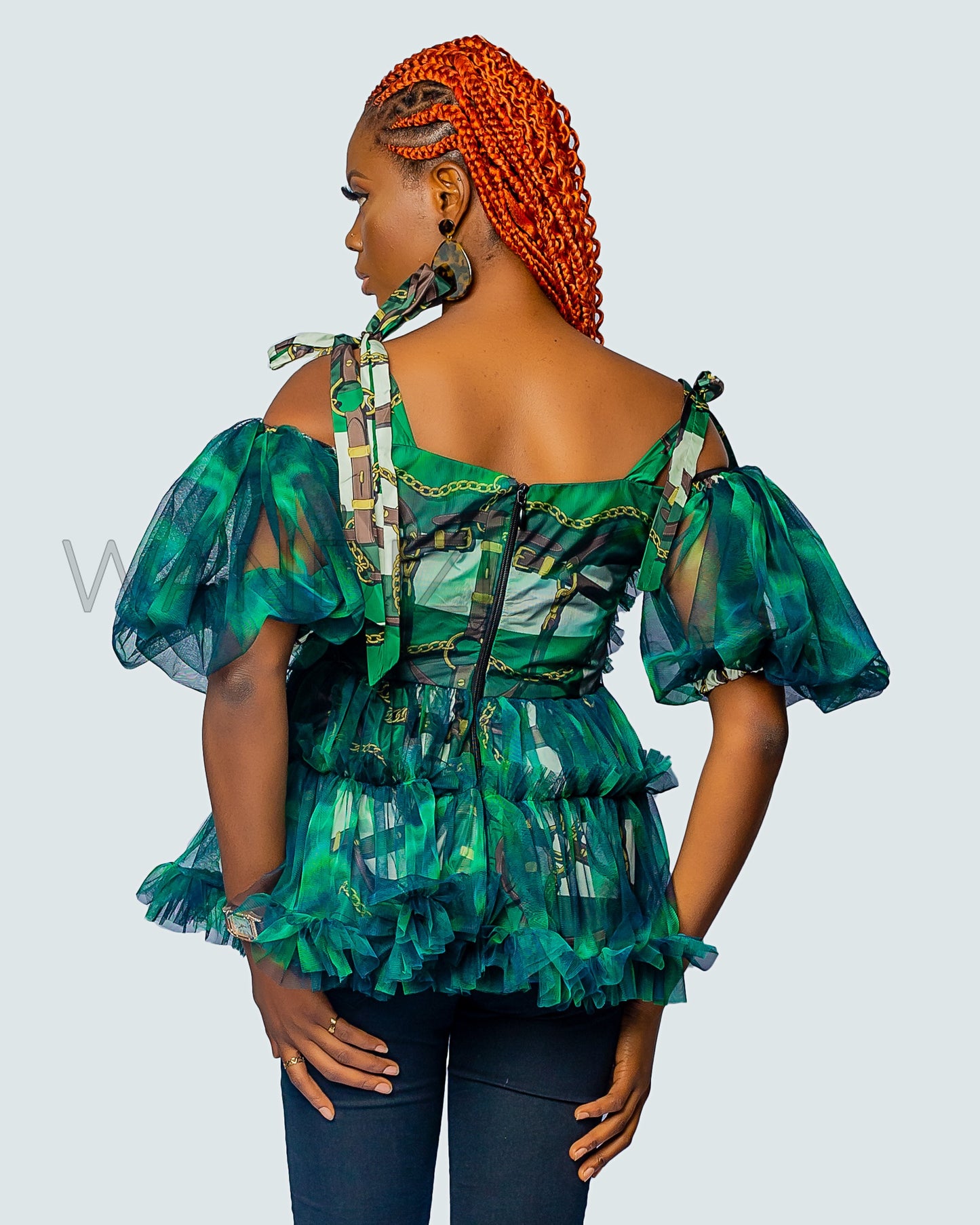 Lace and African Print Handkerchief Sexy Top, Net Top, African Print Top