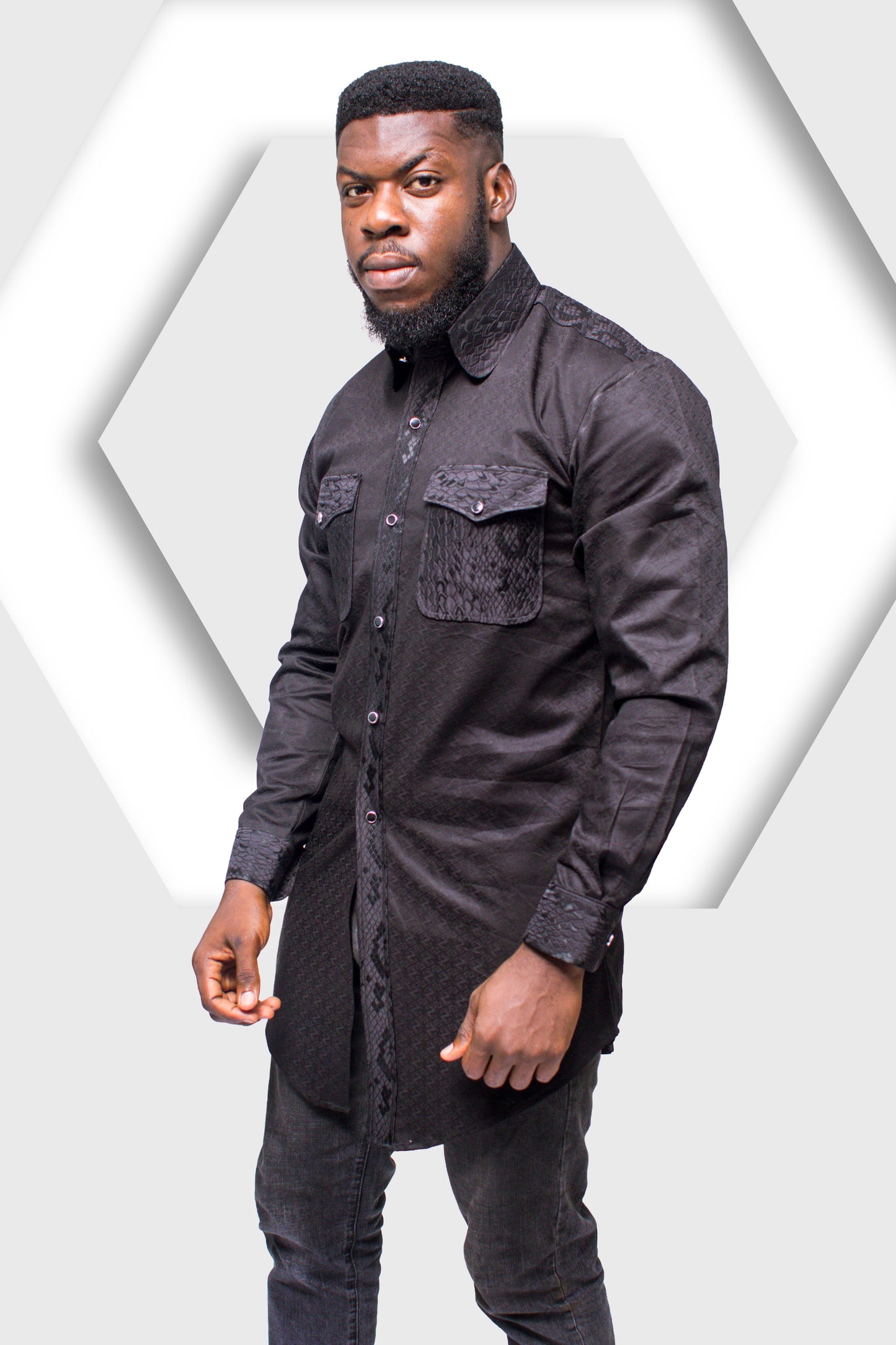 Patterned Black Shirt, Long Sleeve Shirt, Cotton Shirt, Mens Clothing, Mens Wear, Mens Shirt