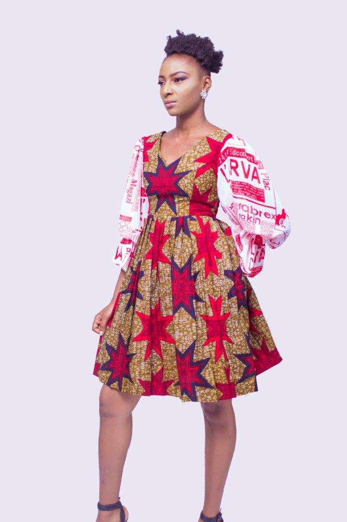 African Print Chiffon SleeveDress,, Ankara Dress, African Womens Dress, African Dress