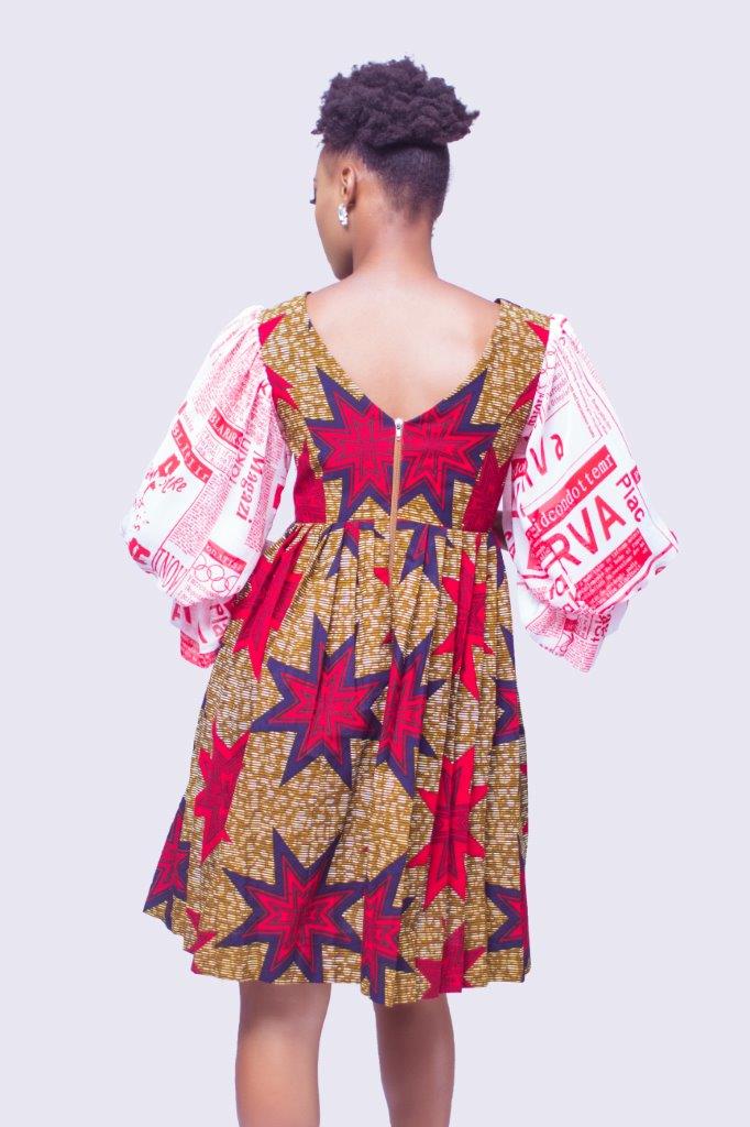 African Print Chiffon SleeveDress,, Ankara Dress, African Womens Dress, African Dress