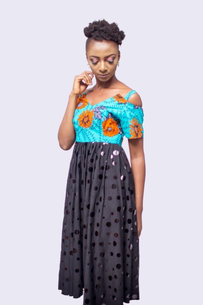 African Print Cold Shoulder Dress, African Print Dress, Womens Clothing, African Womens Clothing