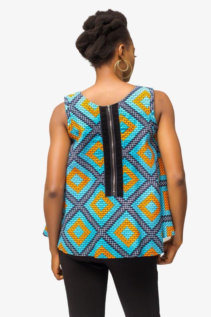 Blue African Print Top, Ankara top, African Womens Clothing, Womens Clothing, Womens wear