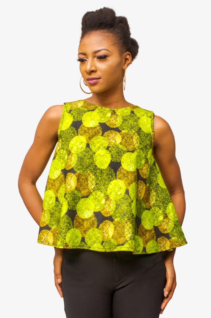 Green African Print Top, Ankara top, African Womens Clothing, Womens Clothing, Womens wear
