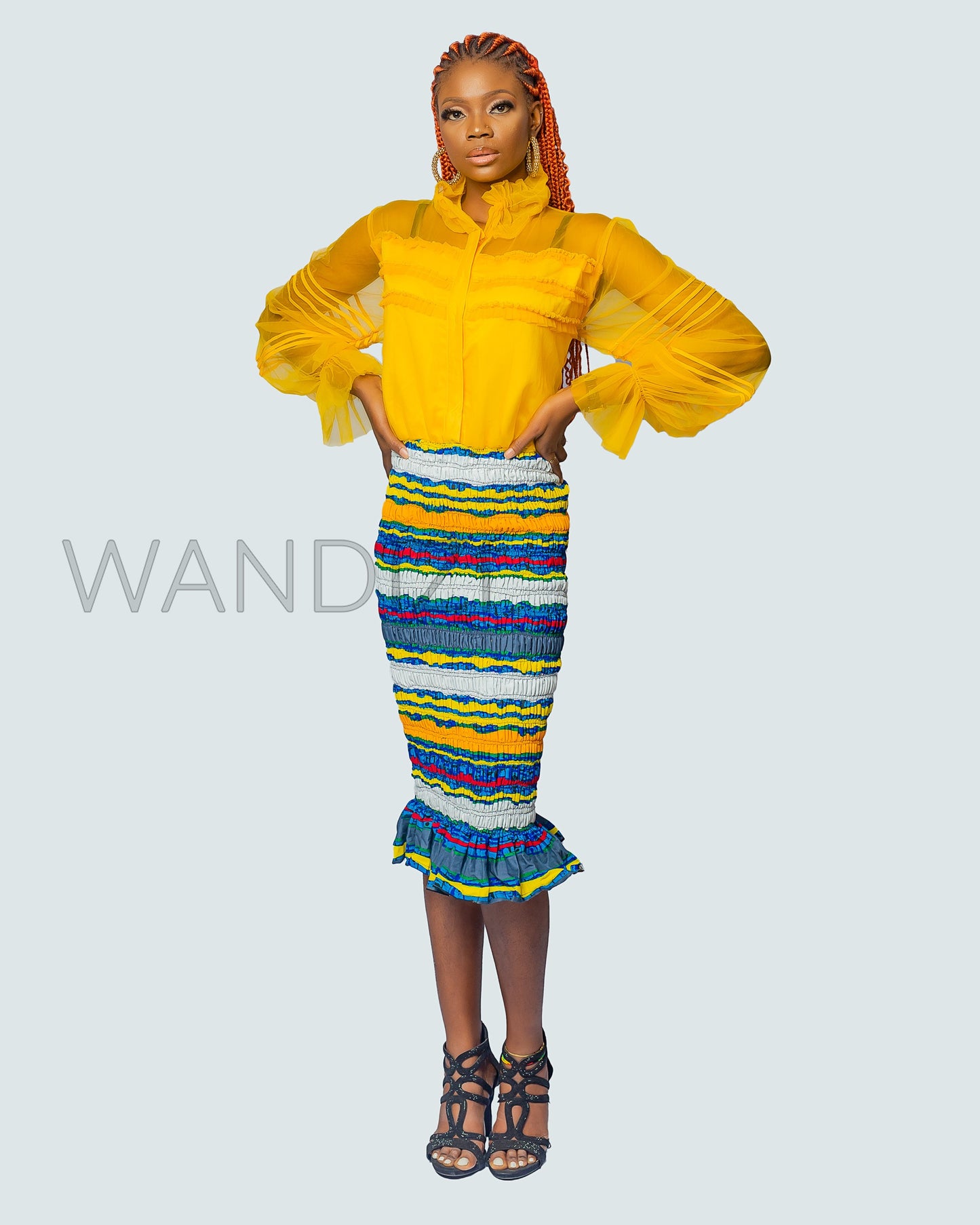 African Print Ankara and Chiffon Mix Smocked Dress, Ankara Dress, African Clothing