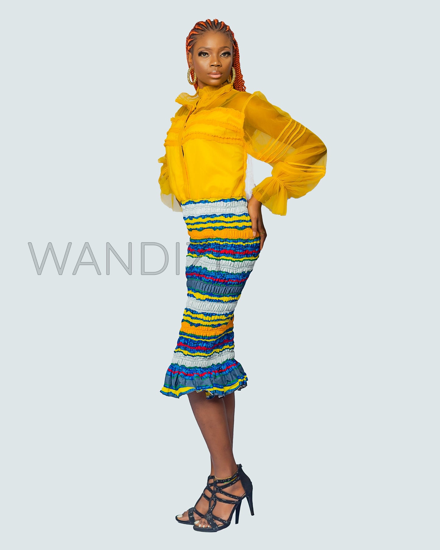 African Print Ankara and Chiffon Mix Smocked Dress, Ankara Dress, African Clothing
