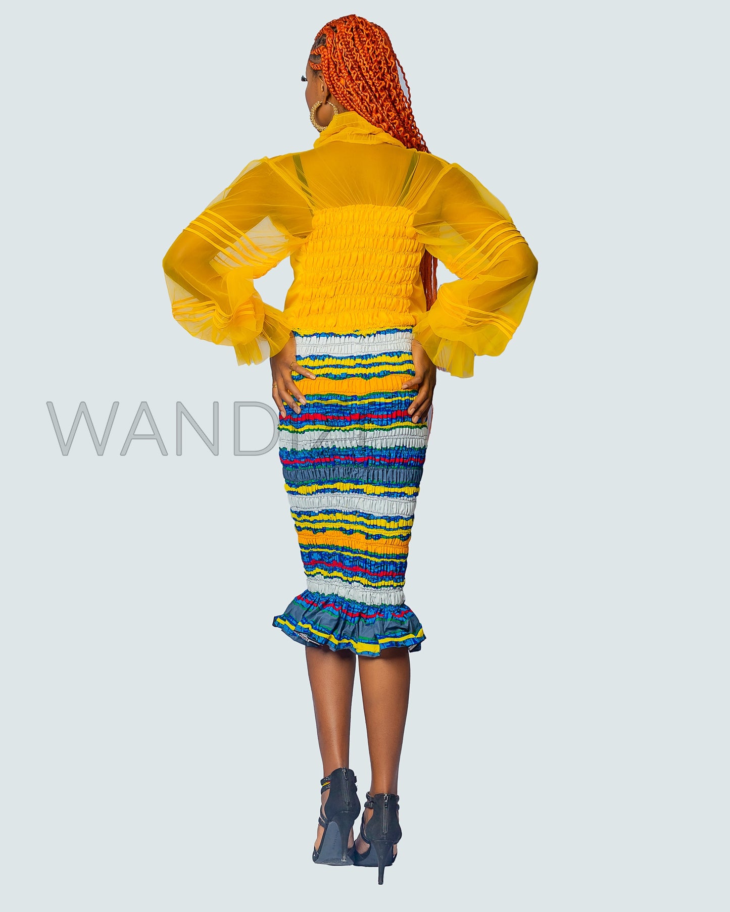 African Print Ankara and Chiffon Mix Smocked Dress, Ankara Dress, African Clothing