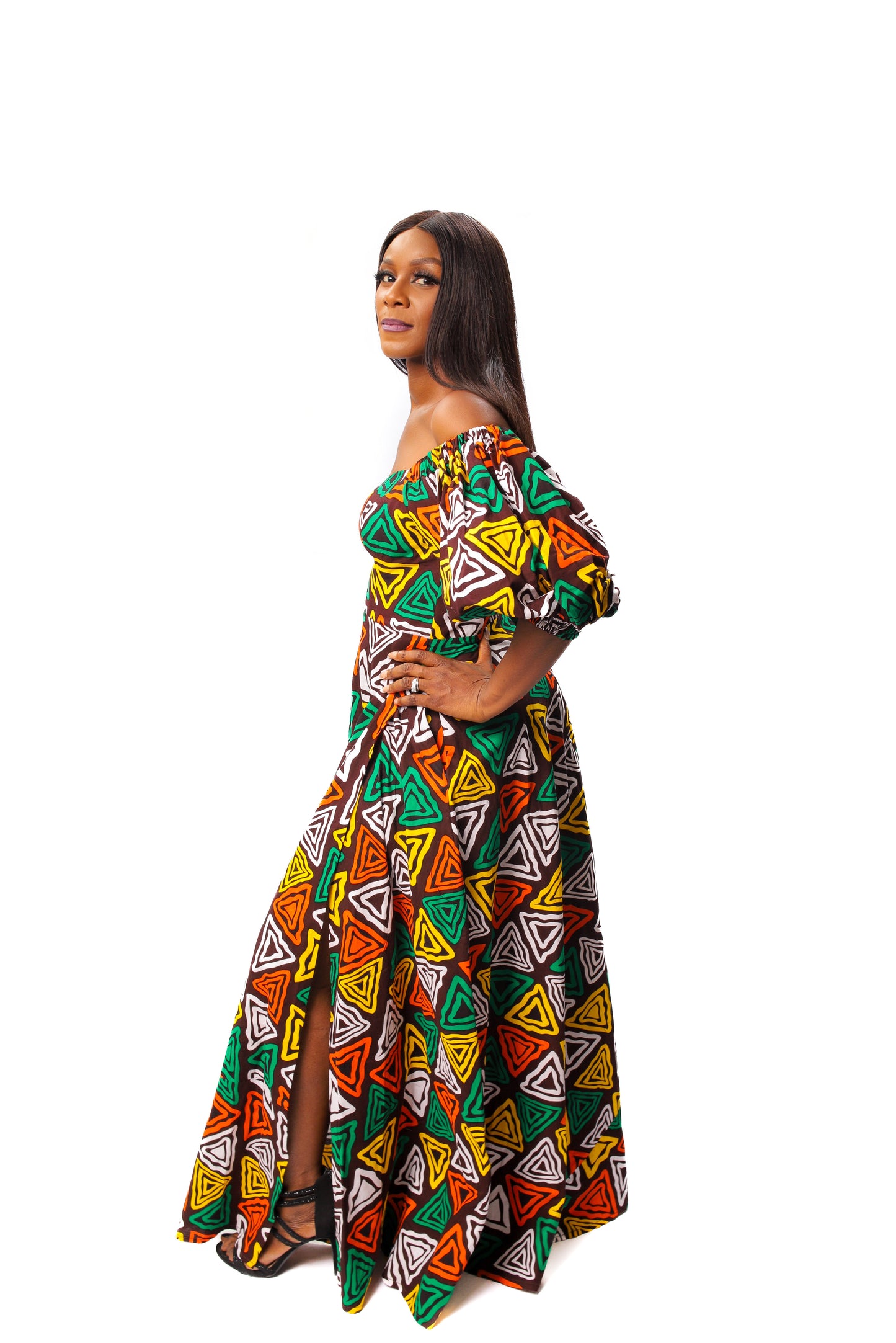 African Print Ankara Off Shoulder Maxi Dress, African Wax Long Dress, Ankara Dress