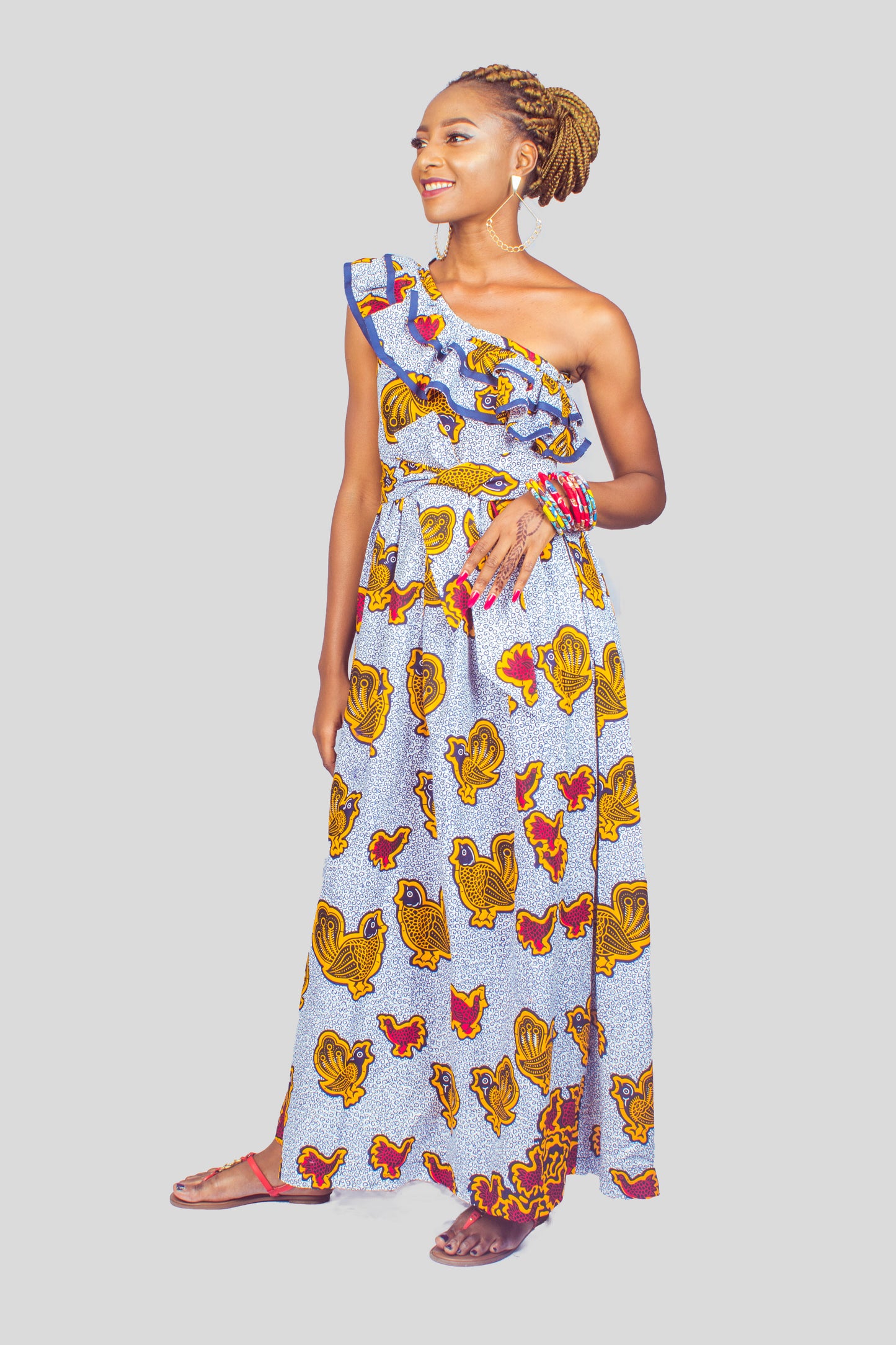 Ankara One Shoulder Maxi Dress, African Print Dress, African Dress, African Clothing for Women
