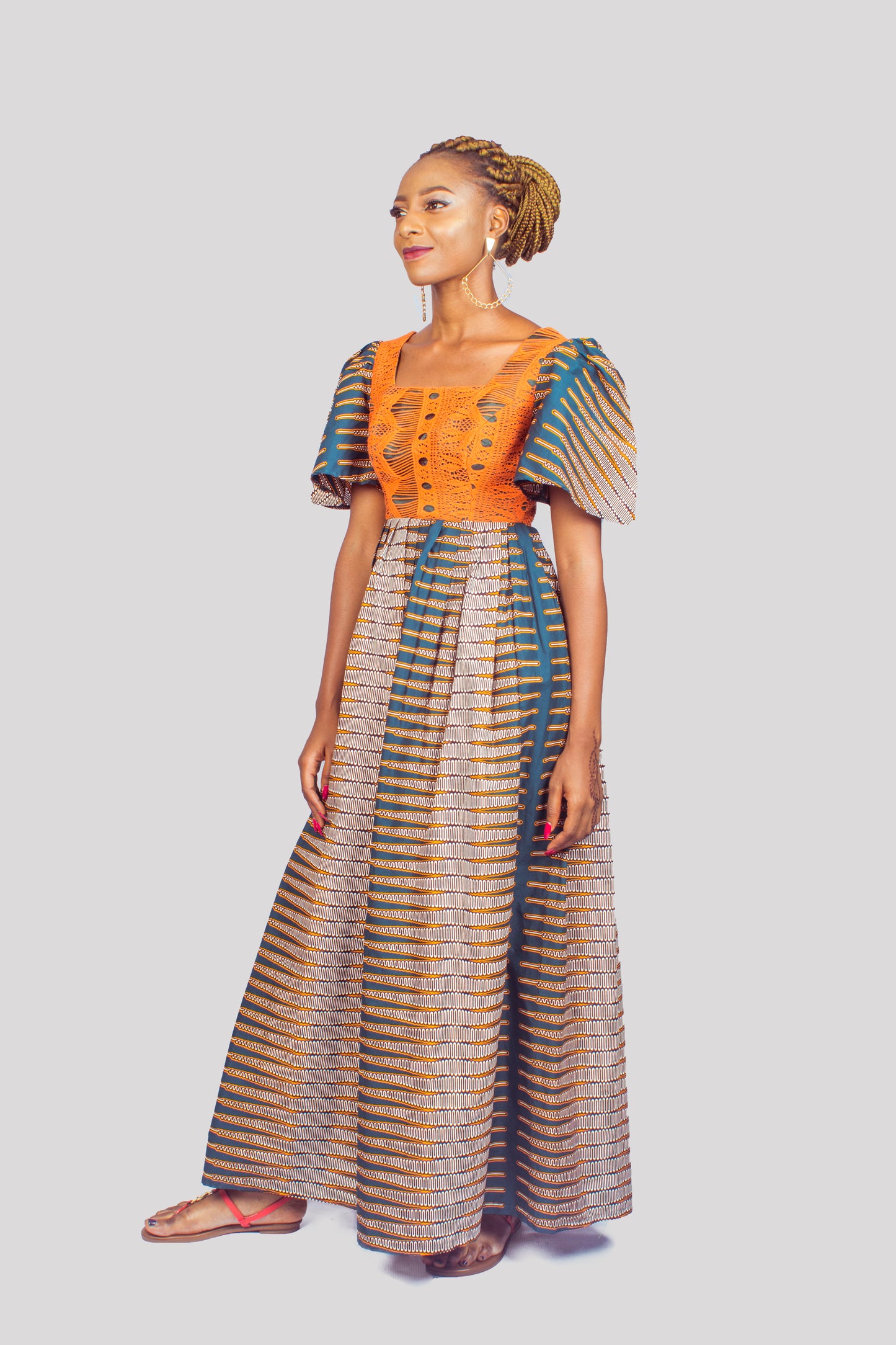 Ankara and Lace Mix Maxi Dress, Ankara Maxi Dress, African Print Dress