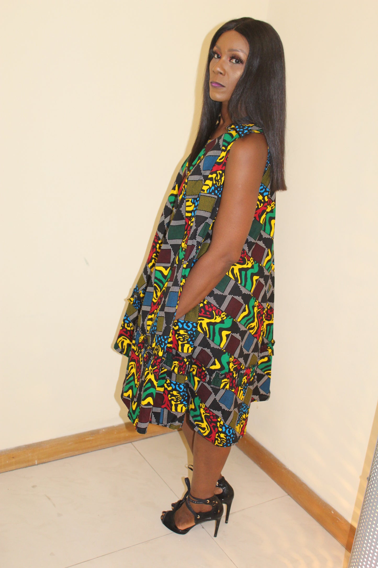 African Print Ankara Flare Dress, Ankara Flare Dress, African Wax Dress. African Women Clothing