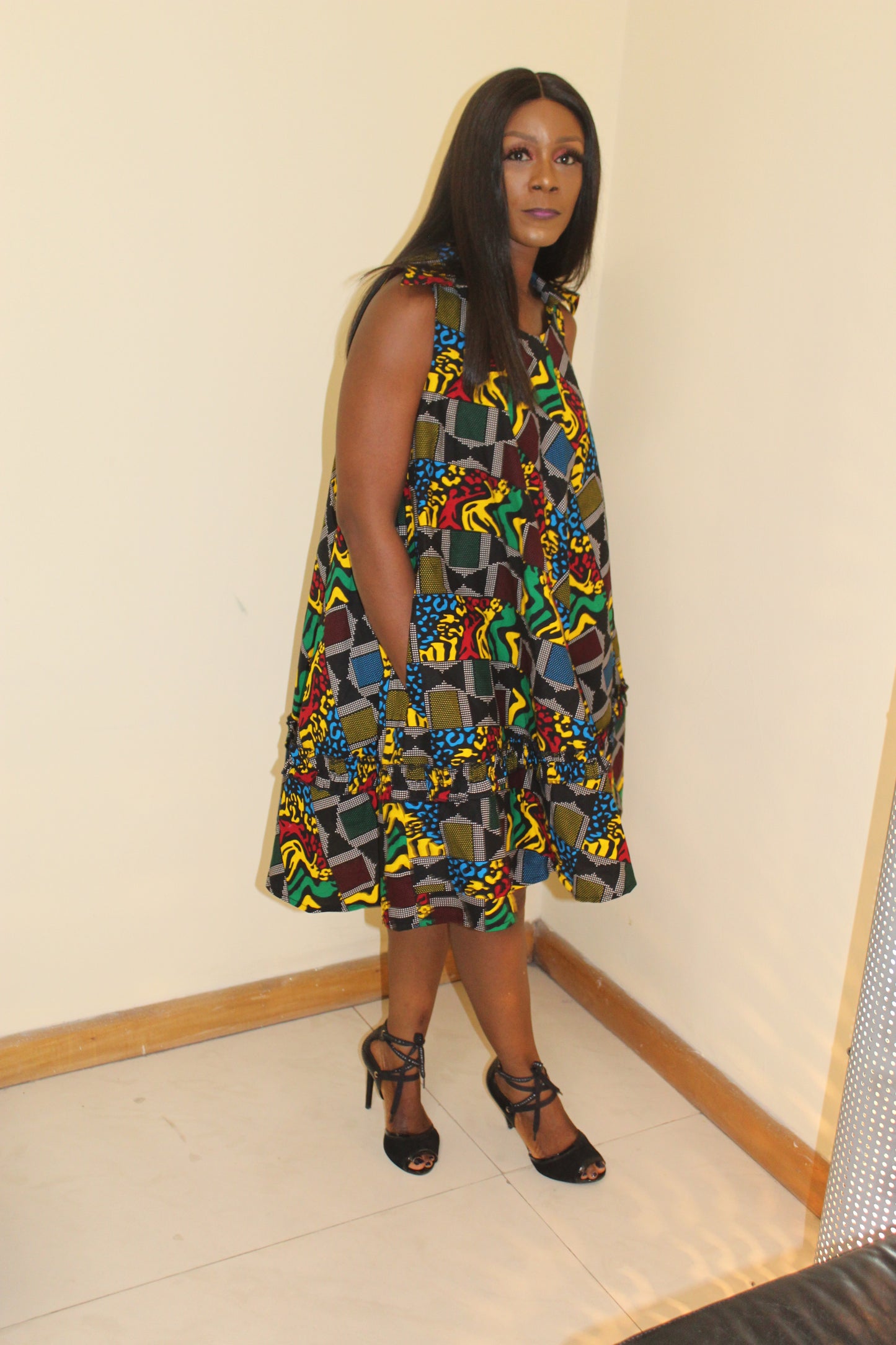 African Print Ankara Flare Dress, Ankara Flare Dress, African Wax Dress. African Women Clothing