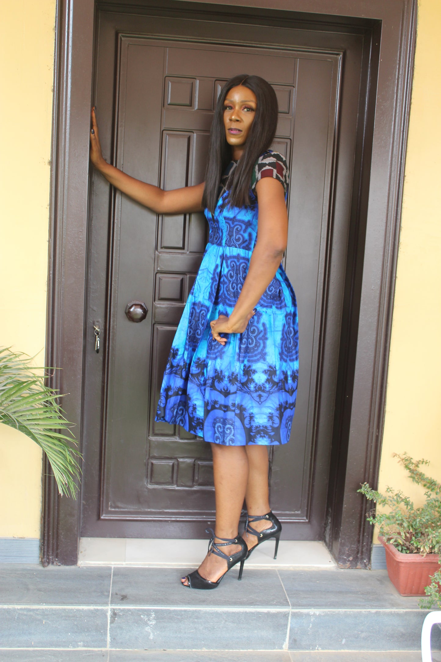 African Print Ankara Dress, Ankara Peekaboo Shoulder Dress, African Wax Dress