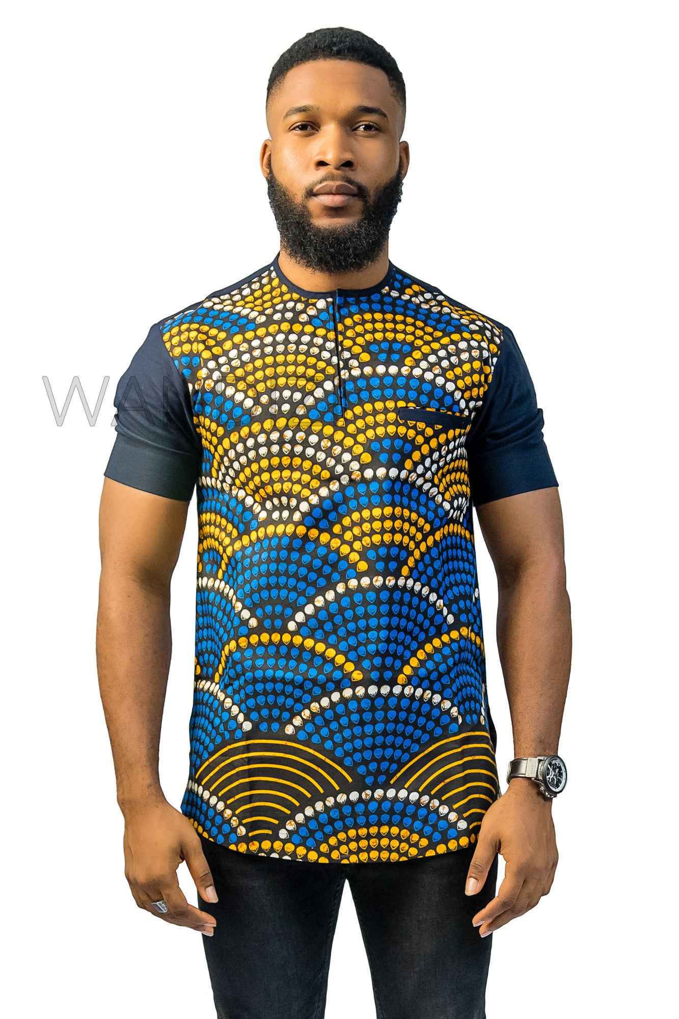Blue Ankara Shirt, African Men Clothing, African Mens Wear, Ankara Shirt