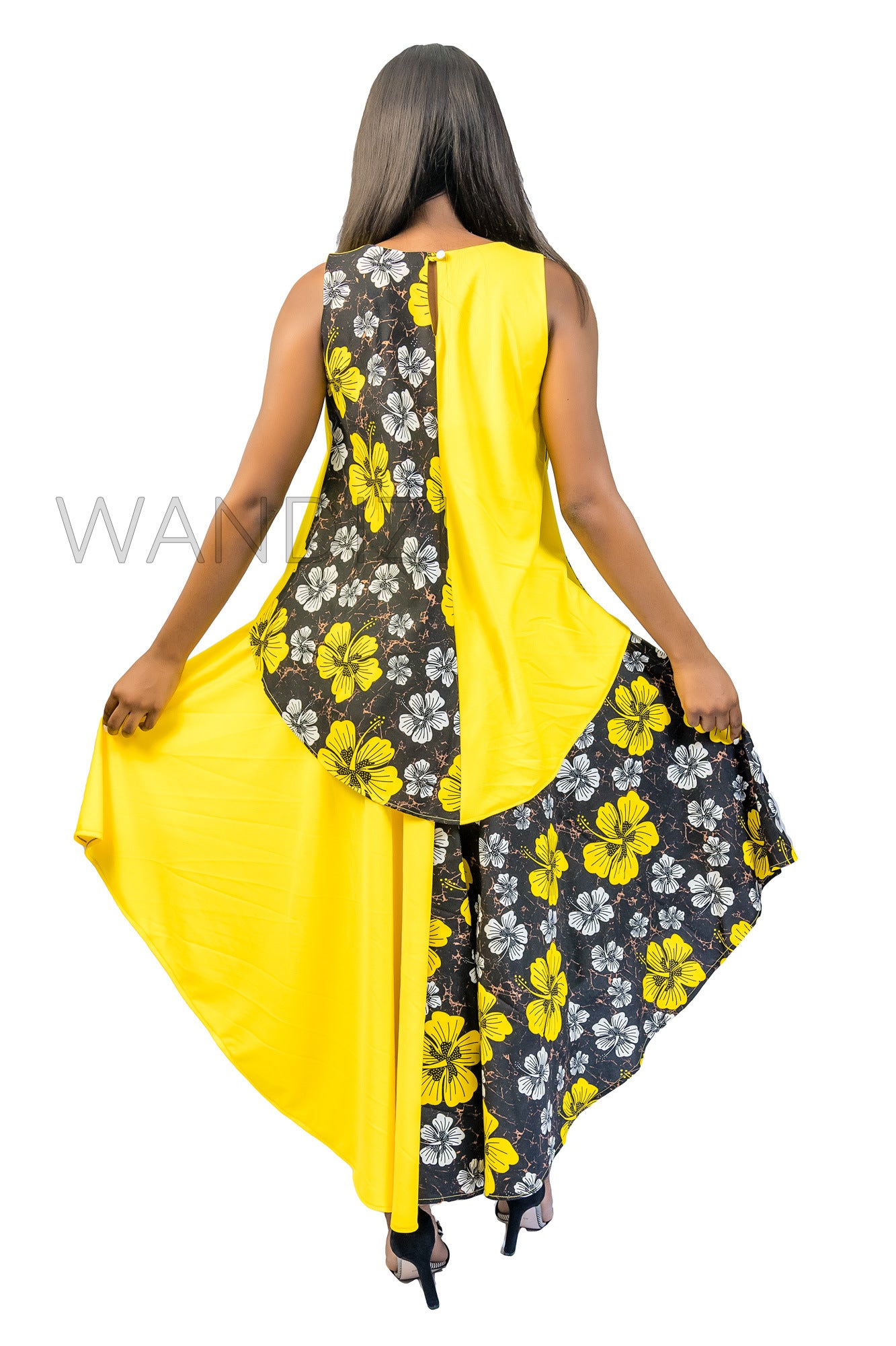 High Low Flare Top and Long Skirt, Ankara Mix Top and Long Flare Skirt