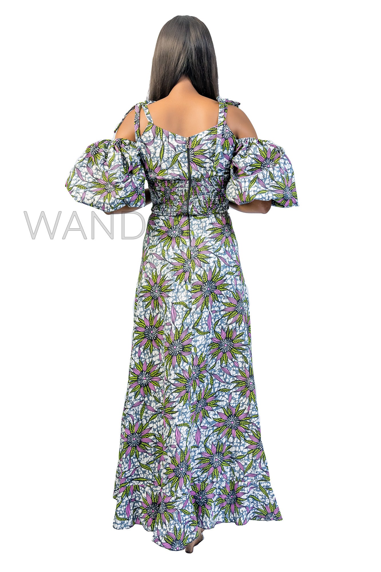 Smocked Elastic Top and Ruffle Wrap Long Skirt, Ankara Crop Top and Wrap Skirt