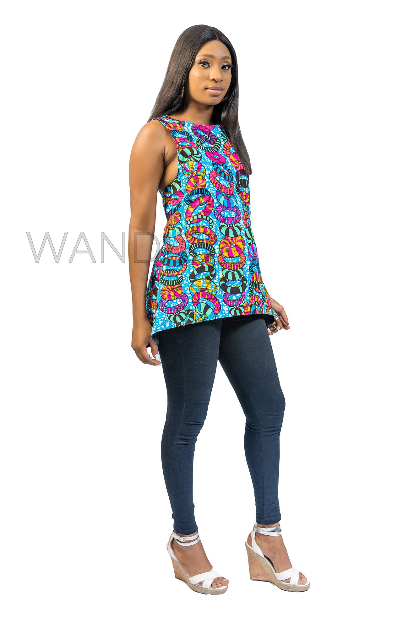 Blue Cross Back Ankara Top, Ankara Top, African Print Top, African Blouse