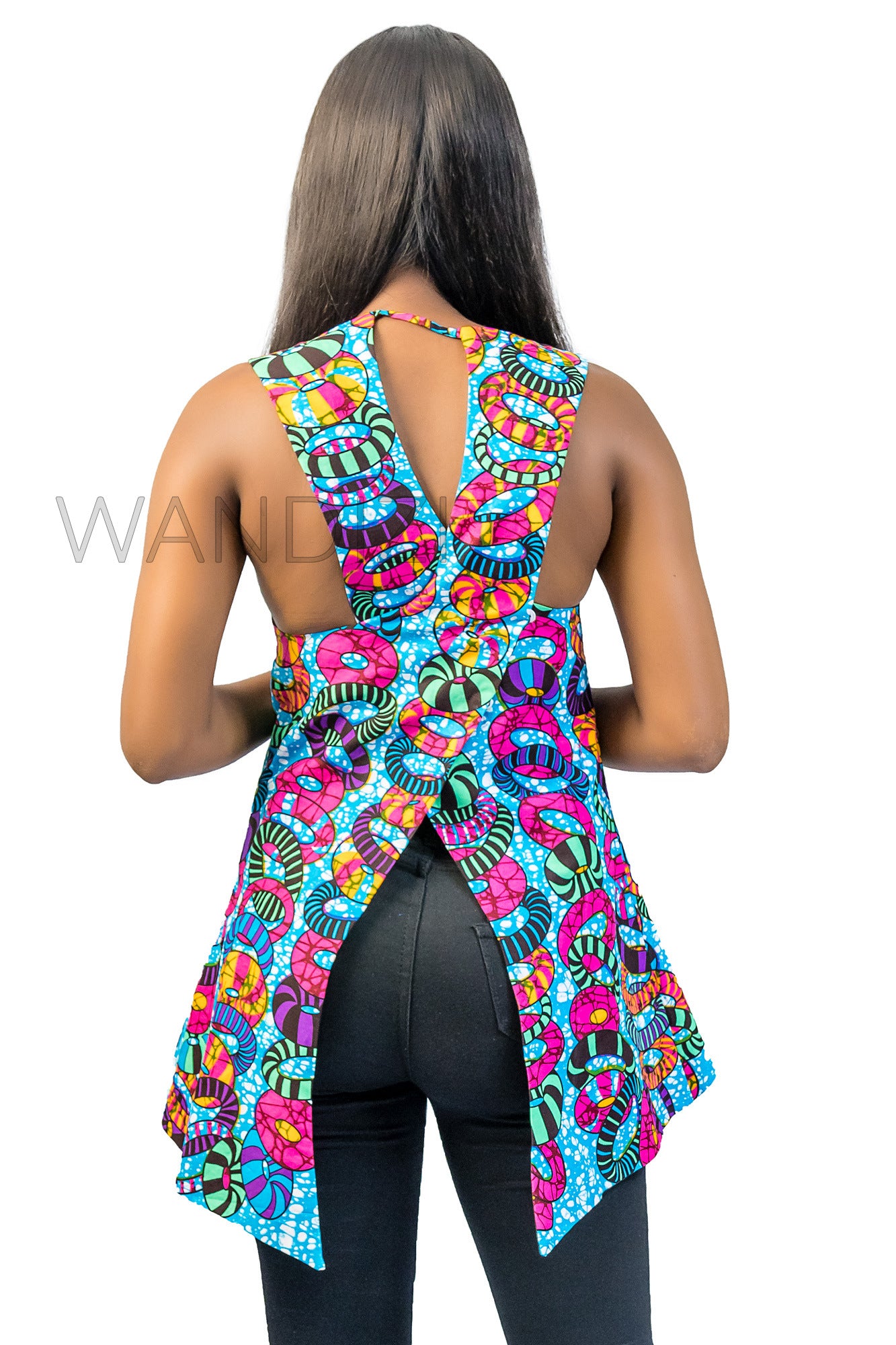 Blue Cross Back Ankara Top, Ankara Top, African Print Top, African Blouse