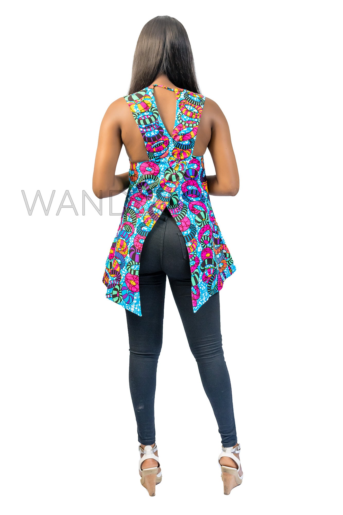 Blue Cross Back Ankara Top, Ankara Top, African Print Top, African Blouse