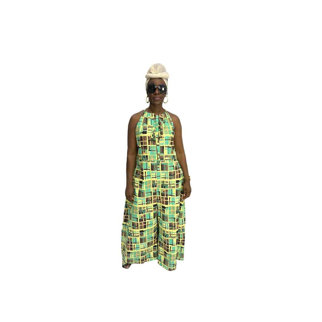 Lime Green Ankara Jumpsuit