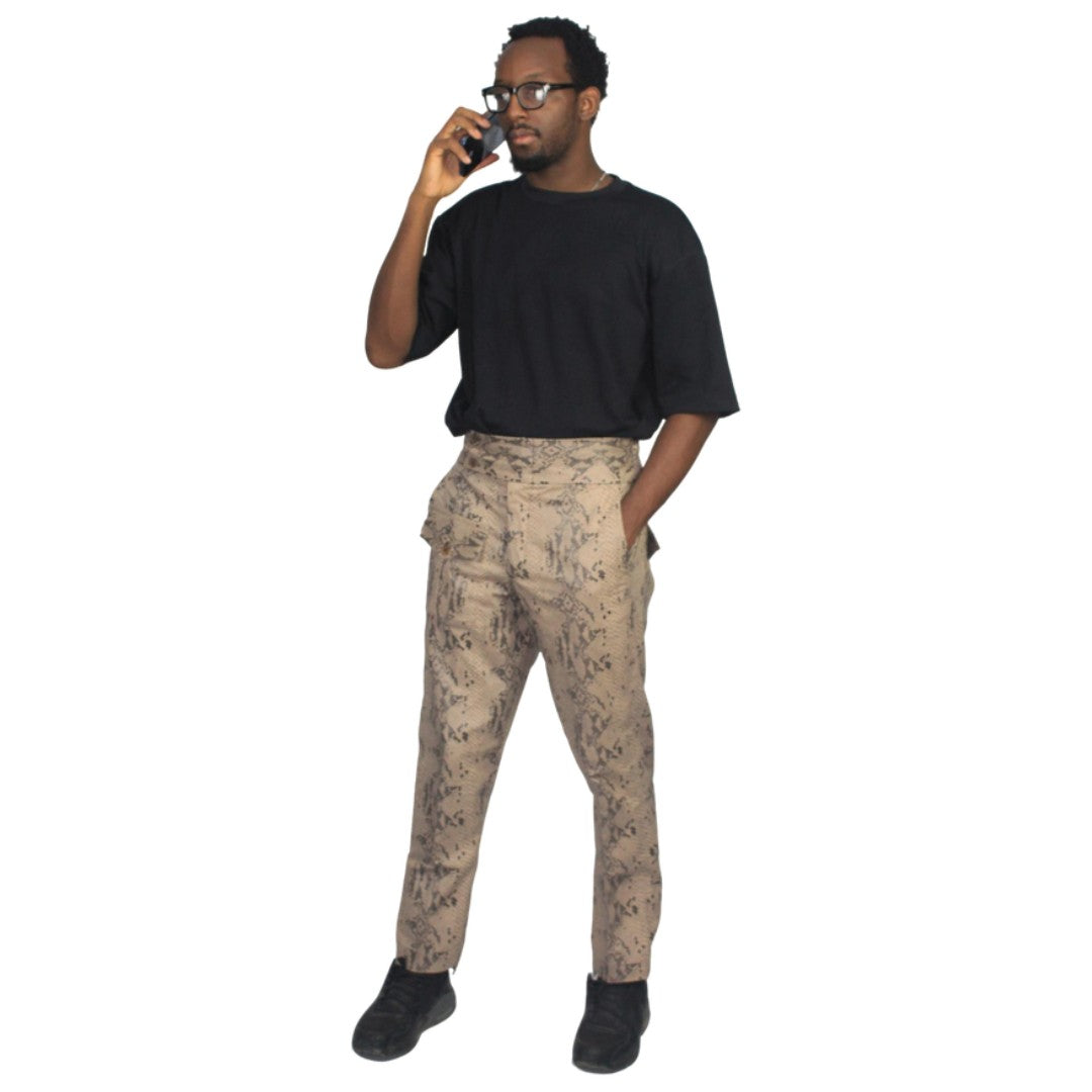 Animal Print Mens Pants with patch pockets