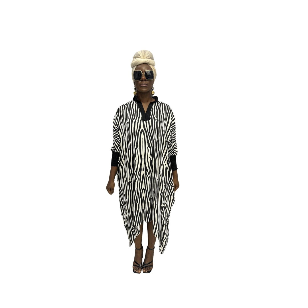 White and Black Batwing Dress