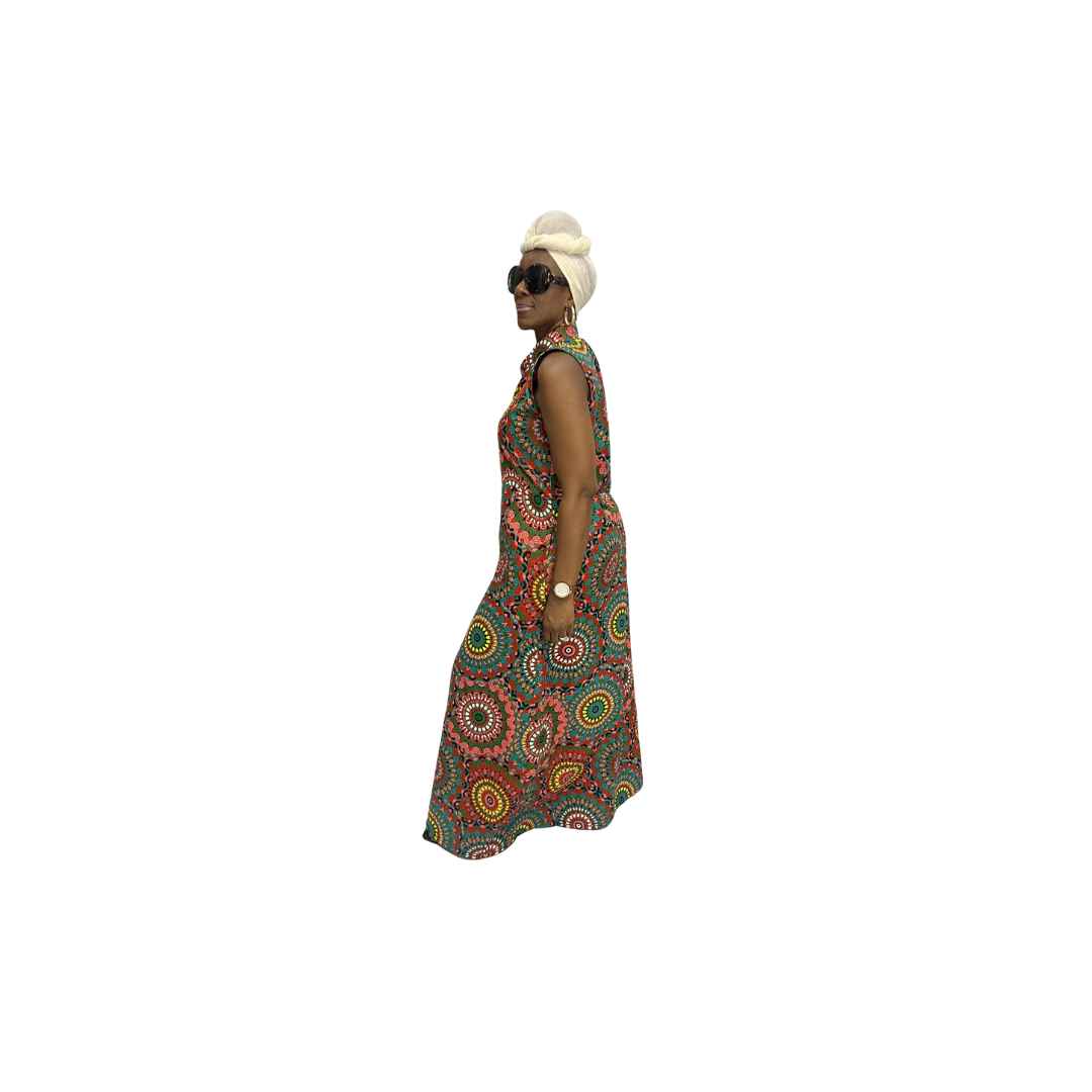Multi-Colored Sleeveless Maxi Summer Dress