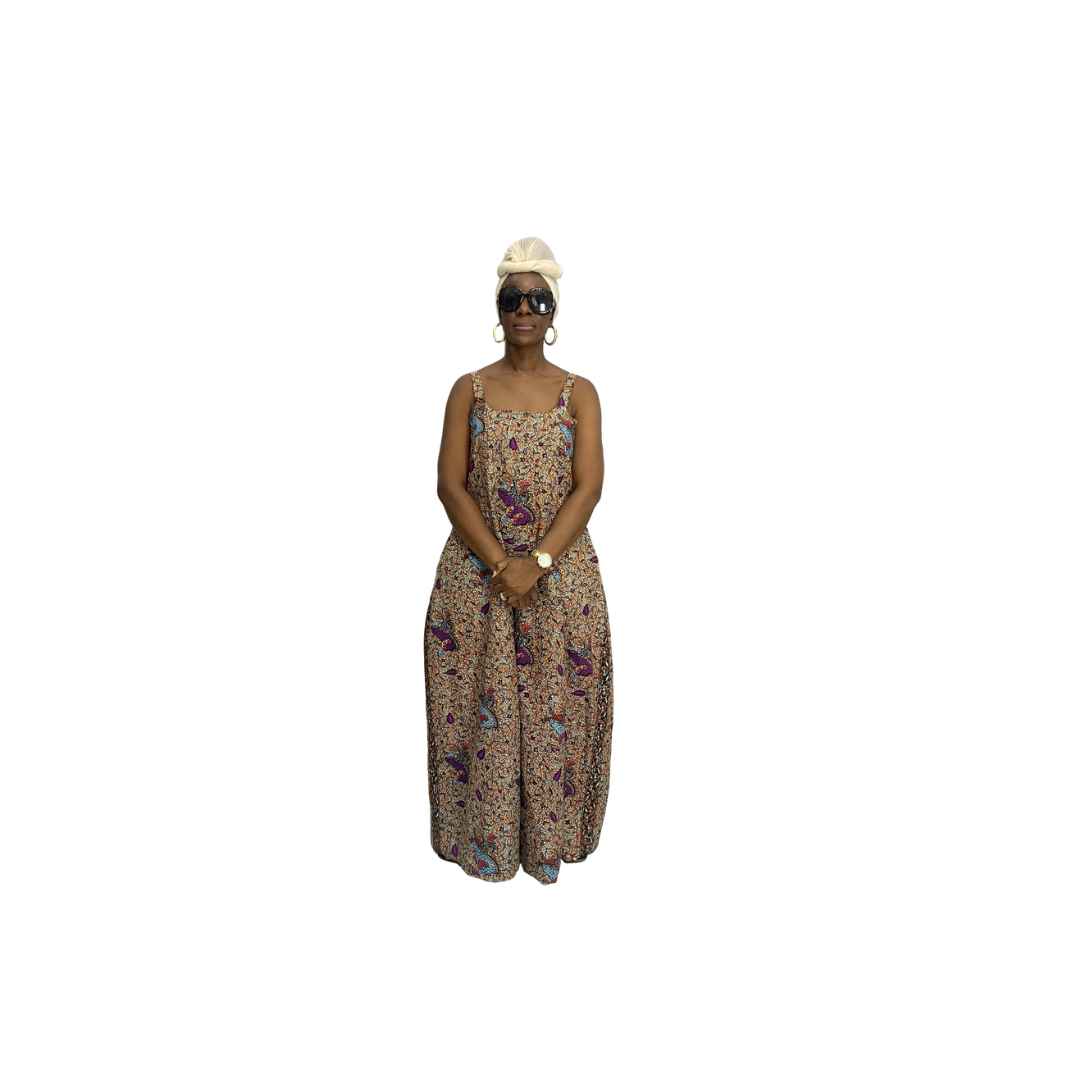 Brown Ankara Jumpsuit